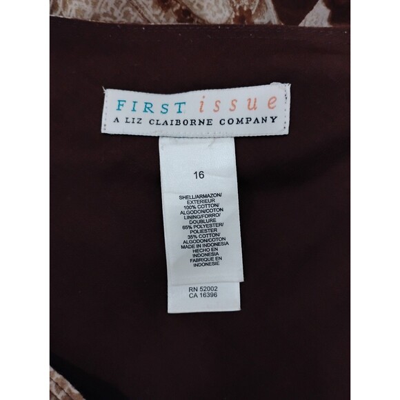 First Issue Liz Claiborne Skirt Paisley Brown Size 16  A-Line Zipper Lined Y2K - Picture 5 of 9